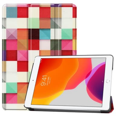 Apple iPad 10.2 Pattern PU kolminkertainen tablettikotelo - värikkäät neliöt