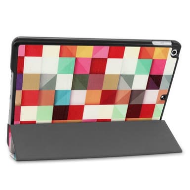 Apple iPad 10.2 Pattern PU kolminkertainen tablettikotelo - värikkäät neliöt