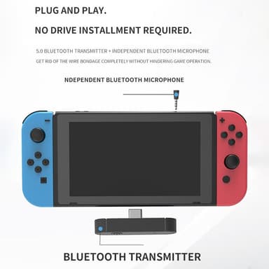 Yhteensopiva Nintendo Switch Switch Lite PS4 PS5 -pelikonsolin Bluetooth-vastaanotinlähettimen kanssa