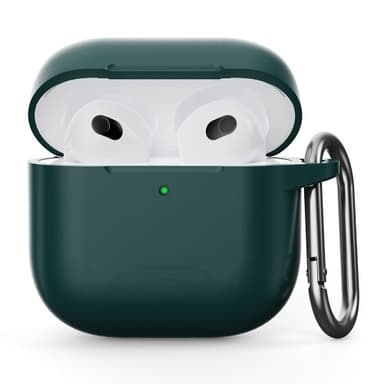 AirPods 4 silikonikotelolle Integroitu Bluetooth-kuulokkeiden suojus koukulla - Tummanvihreä