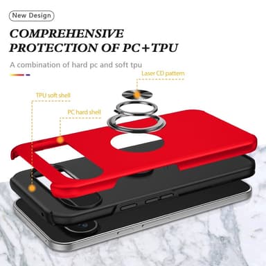 Google Pixel 9 / Pixel 9 Pro sormenrengasjalustan hybridikotelo