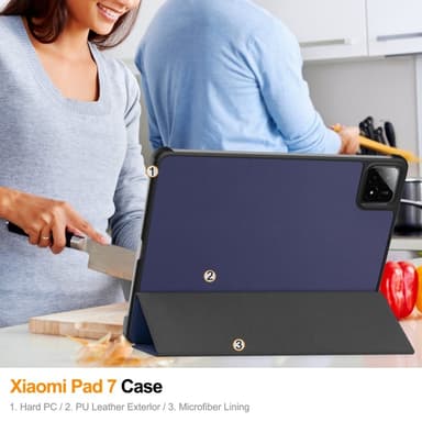 Slim Fit suojakuori Xiaomi Pad 7 Auto Wake / Sleep -laitteelle - Tummansininen
