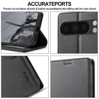 LC.IMEEKE Google Pixel 9 Pro XL Suojakuori Flip Cover - Musta