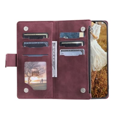 Xiaomi Redmi 14C Zipper Wallet Case Rhombus Stitching Line Puhelinsuojus