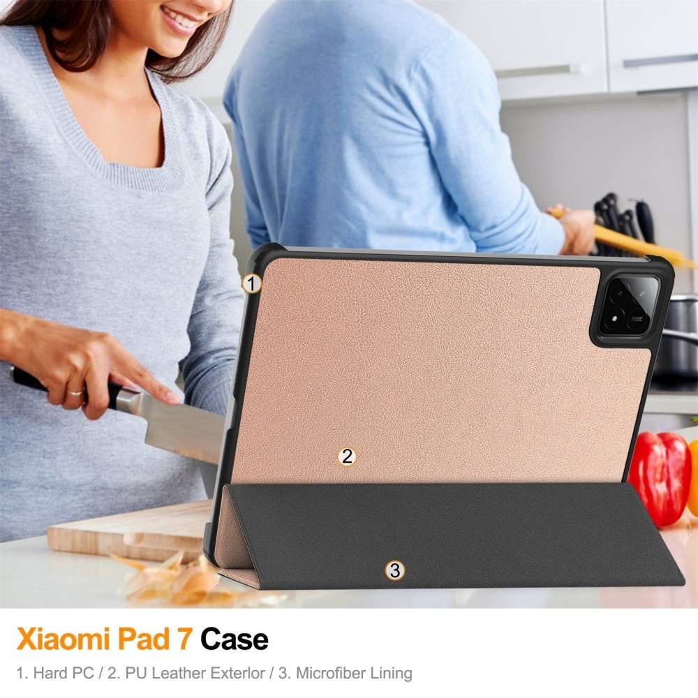 Slim Fit suojakuori Xiaomi Pad 7 Auto Wake / Sleep -laitteelle - Rose Gold