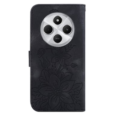 Xiaomi Redmi 14C 4G Suojakuori Lily Flower Imprint Nahkainen Puhelinsuojus Jalustalla