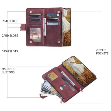 Xiaomi Redmi 14C Zipper Wallet Case Rhombus Stitching Line Puhelinsuojus