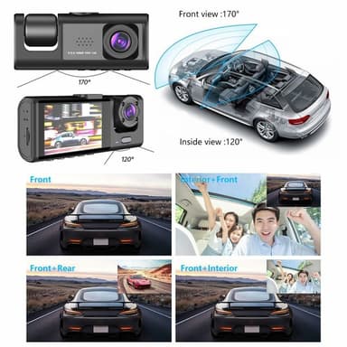 Autokamera 3 linssillä laajakulmainen 1080P HD Car DVR Dash Cam Parking Monitor