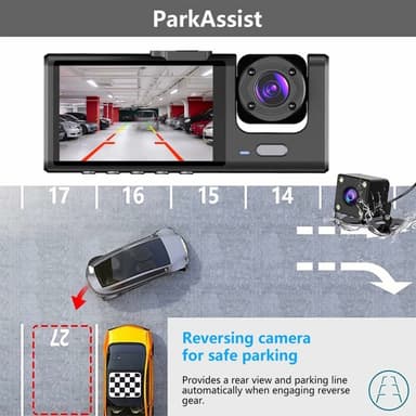 Autokamera 3 linssillä laajakulmainen 1080P HD Car DVR Dash Cam Parking Monitor