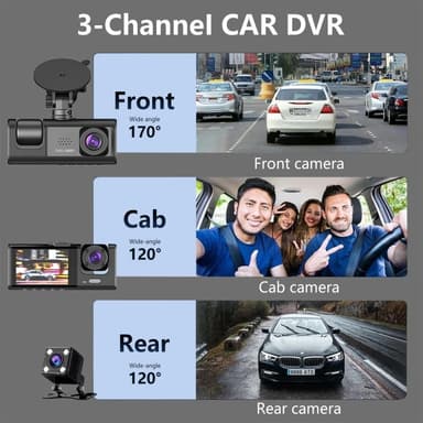 Autokamera 3 linssillä laajakulmainen 1080P HD Car DVR Dash Cam Parking Monitor
