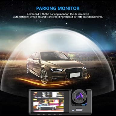 Autokamera 3 linssillä laajakulmainen 1080P HD Car DVR Dash Cam Parking Monitor