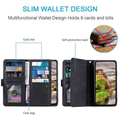 Xiaomi 14T Pro Kuori Vetoketjutaskulla ja 9 Korttipaikalla