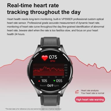 1,43 tuuman AMOLED-näytöllinen Älykello – EKG, Syke, Bluetooth-puhelut – Musta