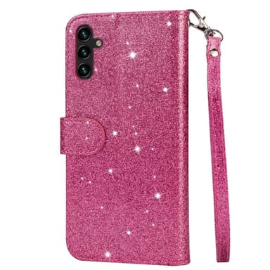 Samsung Galaxy A56 5G Taittuva Glitter-Suojakotelo Vetoketjutaskulla – Rose