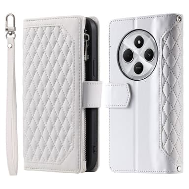 Xiaomi Redmi 14C Zipper Wallet Case Rhombus Stitching Line Puhelinsuojus