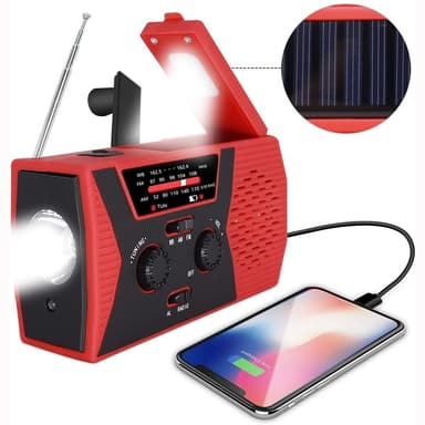 Solar Weather Broadcast NOAA/AM/FM-radio käsikammen kuulokeliitännän lukuvalolla 2000mAh virtapankki