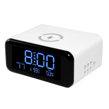 Herätyskello Yövalo Bluetooth-kaiutin 15W Langaton lataus Suuri näyttö