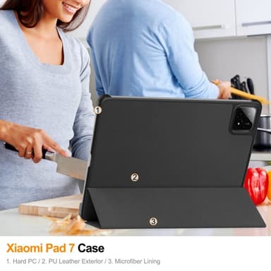 Slim Fit suojakuori Xiaomi Pad 7 Auto Wake / Sleep -laitteelle - musta