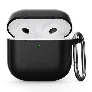 AirPods 4 silikonikotelolle Integroitu Bluetooth-kuulokkeiden suojus koukulla - musta