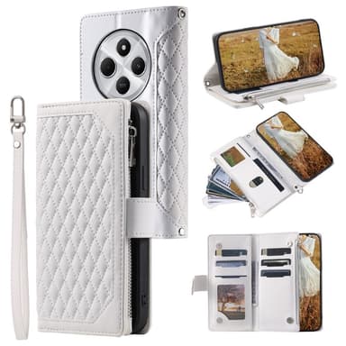Xiaomi Redmi 14C Zipper Wallet Case Rhombus Stitching Line Puhelinsuojus