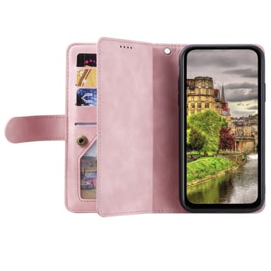 Xiaomi Redmi 14C Kuori Vetoketjutaskulla ja 9 Korttipaikalla - RoseGold