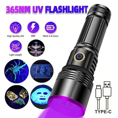 UV-väärennösten tunnistus 365 nm violetti valo Tehokas UV-taskulamppu
