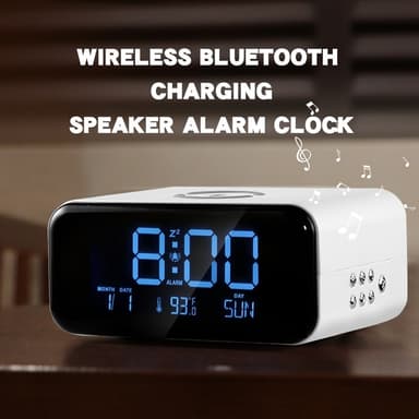 Herätyskello Yövalo Bluetooth-kaiutin 15W Langaton lataus Suuri näyttö