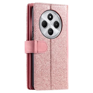 Xiaomi Redmi 14C Kuori Vetoketjutaskulla ja 9 Korttipaikalla - RoseGold