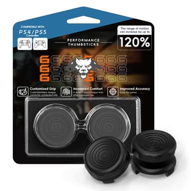 2kpl Peukalokahva Sormikahva Sony PlayStation 5/4 Joystick Silikoni - Musta