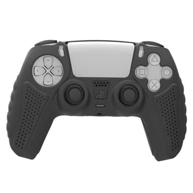 HONSON Protective Case Shell -kuori Sony Playstation 5:lle liukastumista estävälle silikonisuojalle - musta