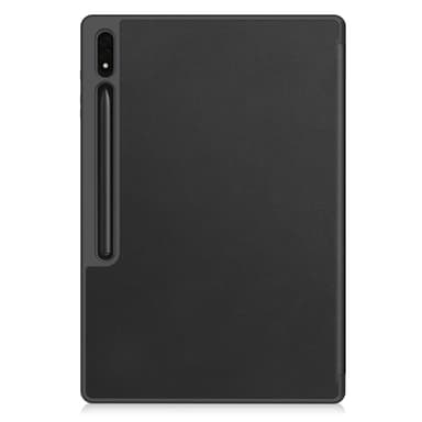 Samsung Galaxy Tab S10 Ultra Jalustakotelo Iskunkestävä Nahkainen Kotelo Kynänpidikkeellä - Musta
