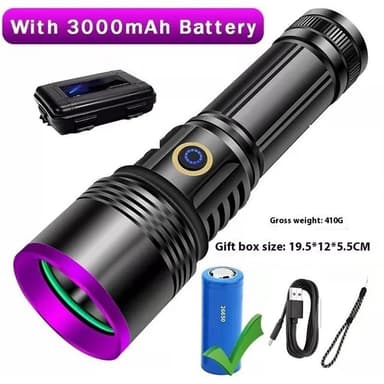 UV-väärennösten tunnistus 365 nm violetti valo Tehokas UV-taskulamppu