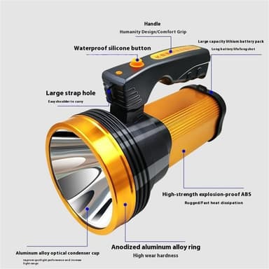 Tehokas Spotlight Ultra-kirkas pitkän kantaman hätä-LED-taskulamppu Power Bank