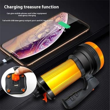 Tehokas Spotlight Ultra-kirkas pitkän kantaman hätä-LED-taskulamppu Power Bank
