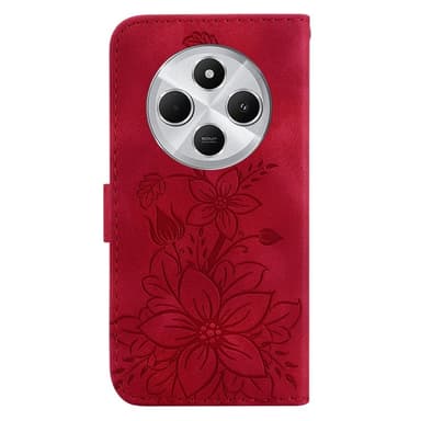 Xiaomi Redmi 14C 4G Suojakuori Lily Flower Imprint Nahkainen Puhelinsuojus Jalustalla