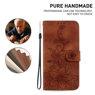 Xiaomi Redmi 14C 4G Suojakuori Lily Flower Imprint Nahkainen Puhelinsuojus Jalustalla