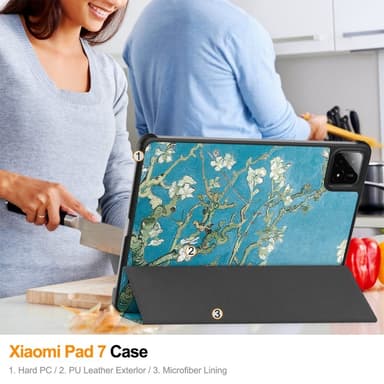 Slim Fit suojakuori Xiaomi Pad 7 Auto Wake / Sleep -laitteelle - Apricot Blossom