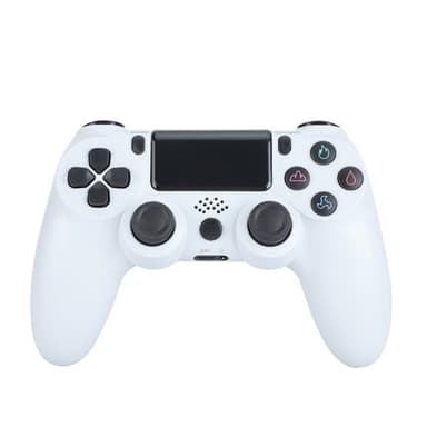 Langaton PS4-peliohjain, jossa kaiutin ja stereokuulokeliitäntä - valkoinen