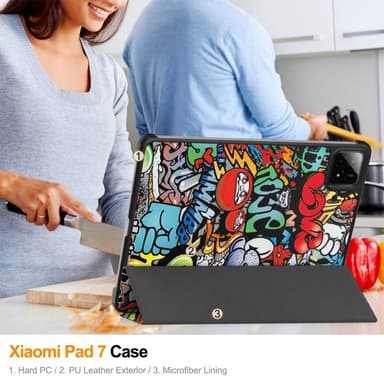 Slim Fit suojakuori Xiaomi Pad 7 Auto Wake / Sleep -laitteelle - Graffiti