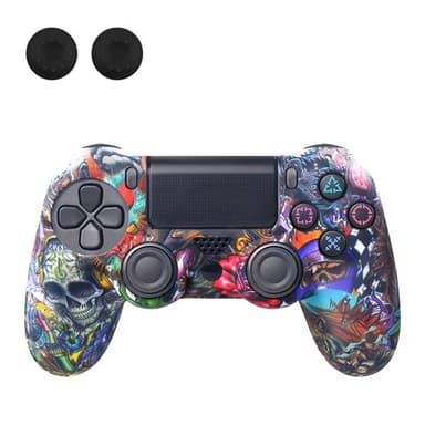 Suojakuori Sony PlayStation 4 Pro Slim PS4:lle liukastumista estävälle silikonikuorelle - Flower Skull