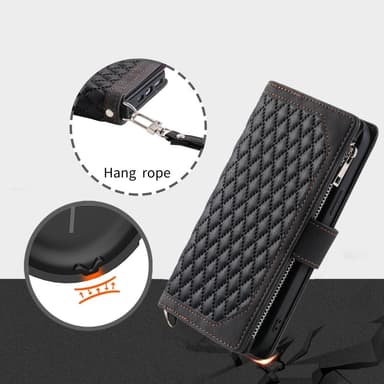 Xiaomi Redmi 14C Zipper Wallet Case Rhombus Stitching Line Puhelinsuojus