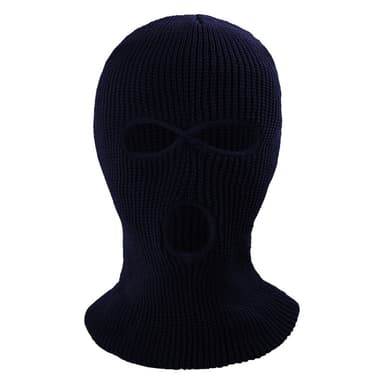 Talvi kokokasvonaamio, kolmireikäinen neulottu hattu, kaula-damaski - Navy Blue