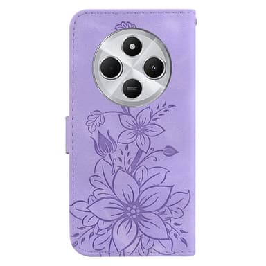 Xiaomi Redmi 14C 4G Suojakuori Lily Flower Imprint Nahkainen Puhelinsuojus Jalustalla