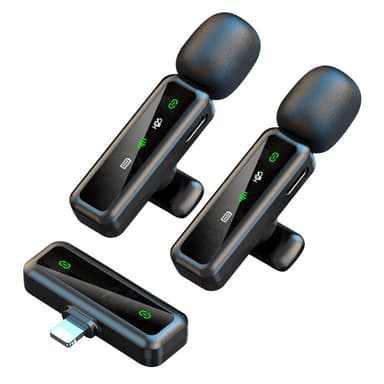Langaton Lavalier Microphone Noise Reduction 2 lähetintä + 1 vastaanotin - iP-liitin