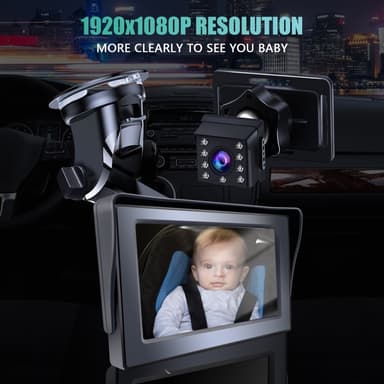 4,3"" HD 1080P -autonäyttökamera selkä menosuuntaan suunnattuun vauvanistuimen laajakulmaiseen infrapunakameraan