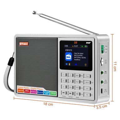 Digitaalinen radiovastaanotin DAB+FM RDS Bluetooth MP3-soitin REC tallennin TF-kortti
