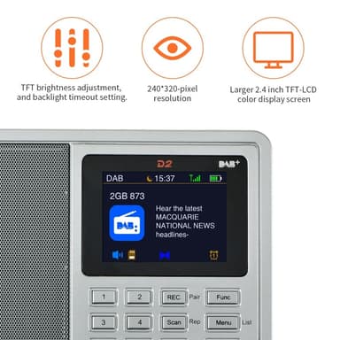 Digitaalinen radiovastaanotin DAB+FM RDS Bluetooth MP3-soitin REC tallennin TF-kortti