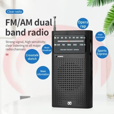 Täyskanavainen kaksitaajuusradio FM/AM kannettava radio, akkukäyttöinen