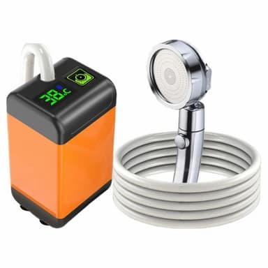 7800 mAh retkeilysuihku älykkäällä lämpötilan valvonnalla + 3 suihkutilaa