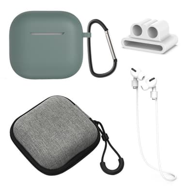 AirPods 4 5 kpl Lisävarusteet Kotelo Säilytyslaatikko Kaulahihna Kuulokepidike Avaimenperä